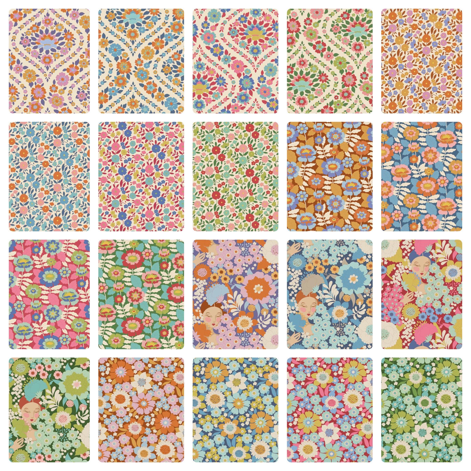 Tilda Wallflower Half Yard Bundle 20 count 18” x 44”