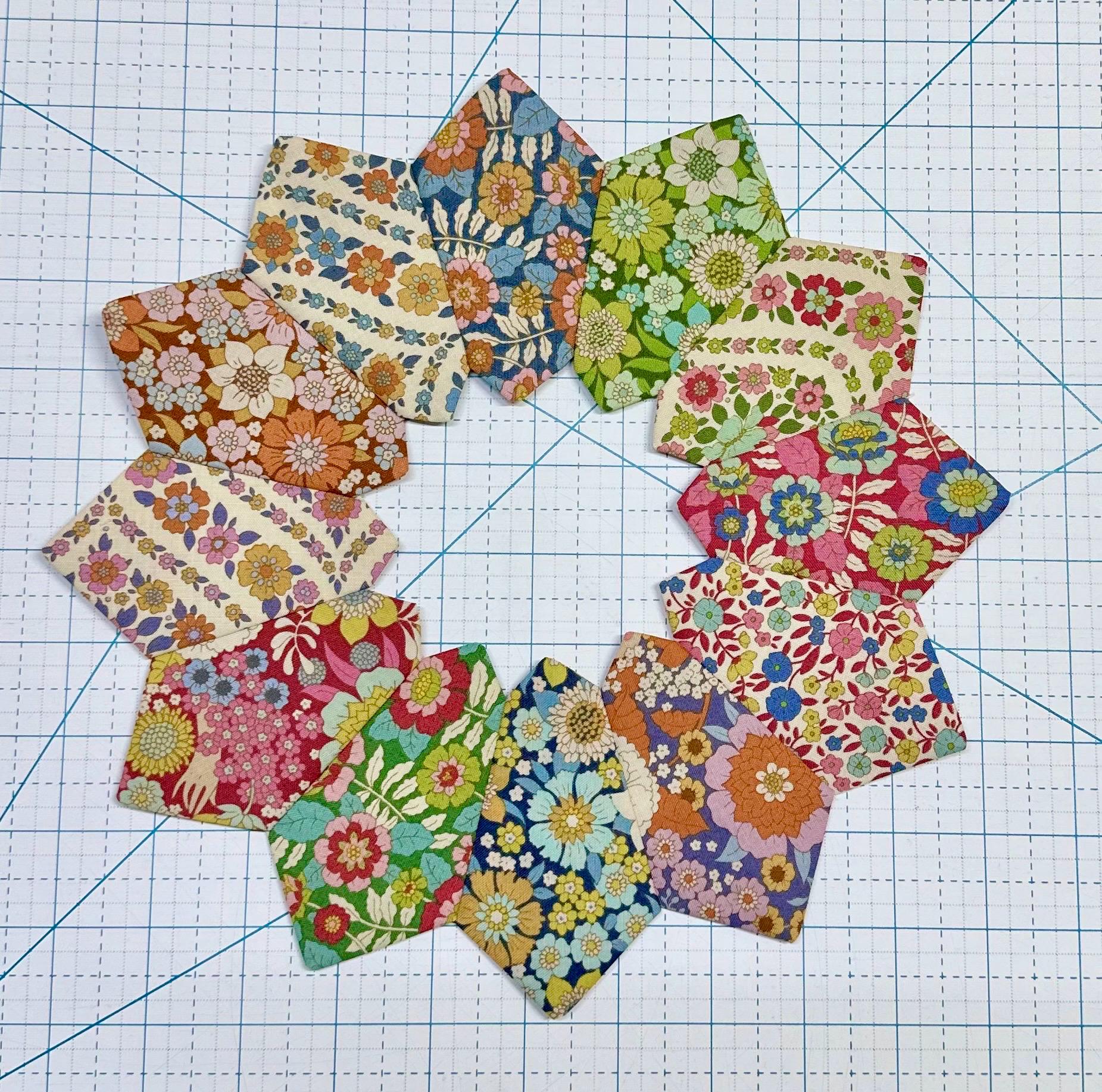 Tilda Wallflower Dresden Plate Quilt Blocks Finished Edges Set Of 4 New