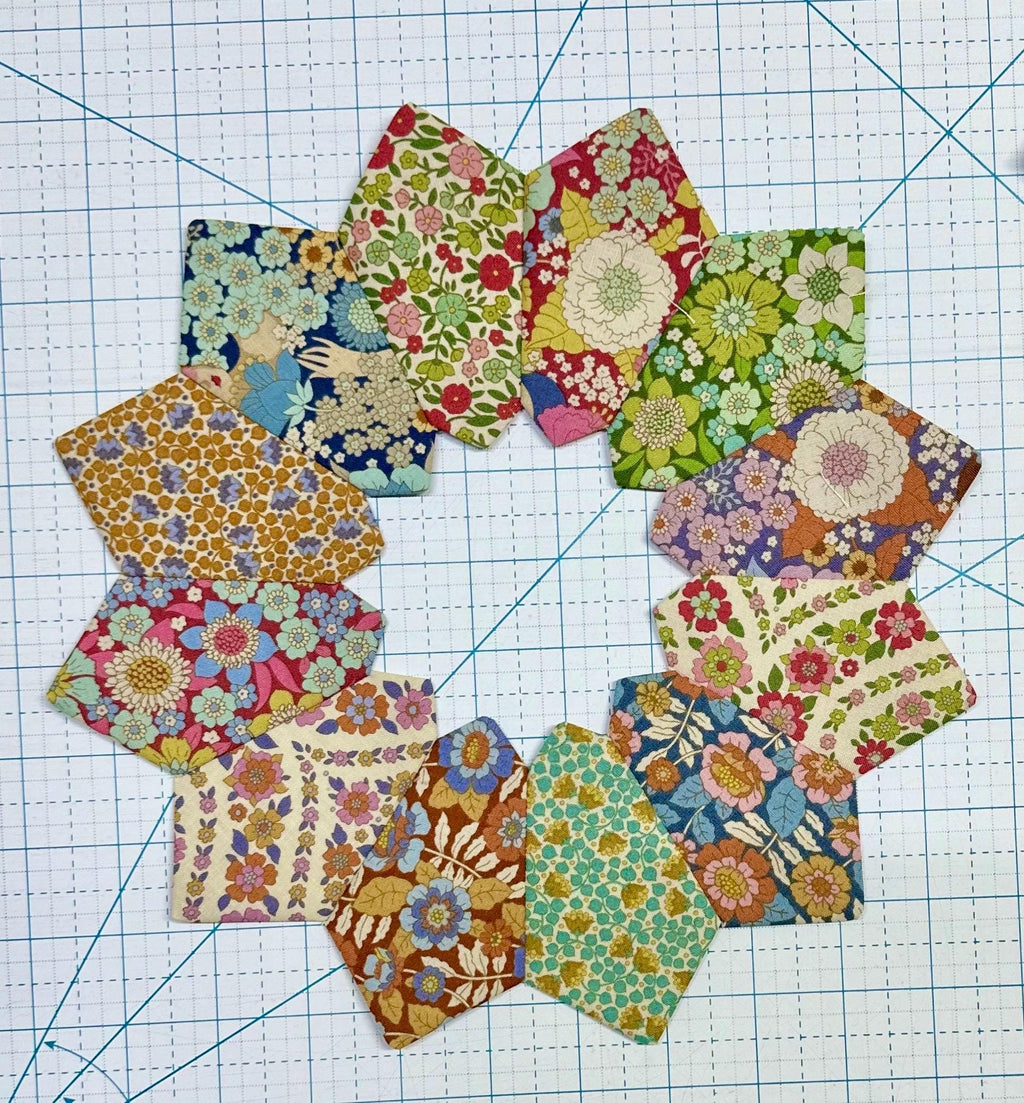 Tilda Wallflower Dresden Plate Quilt Blocks Finished Edges Set Of 4 New