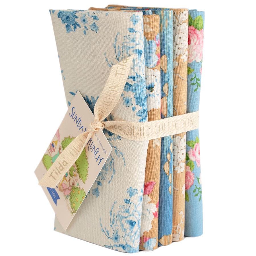Sunday Brunch FQB 5 fabrics 18 x 22in Blue by Tilda Fabrics #TIL300225