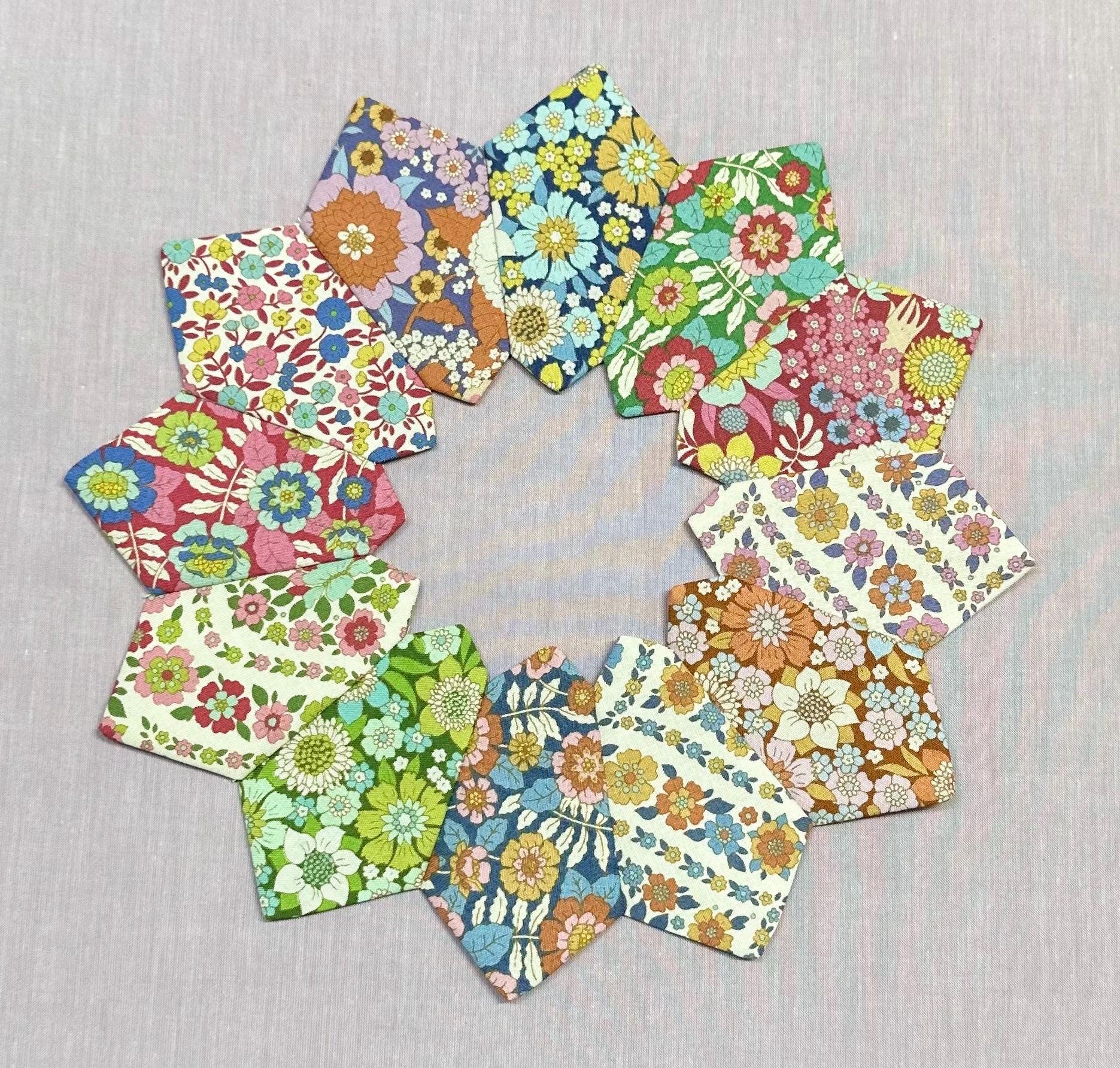 Tilda Wallflower Dresden Plate Quilt Blocks Finished Edges Set Of 4 New