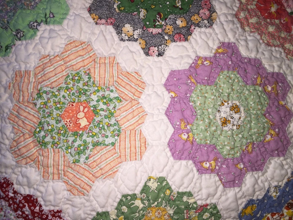 English Paper Piece Grandmother's Flower Garden Pre Cut Quilt Kit Hexagons Open & Sew! Sale!!