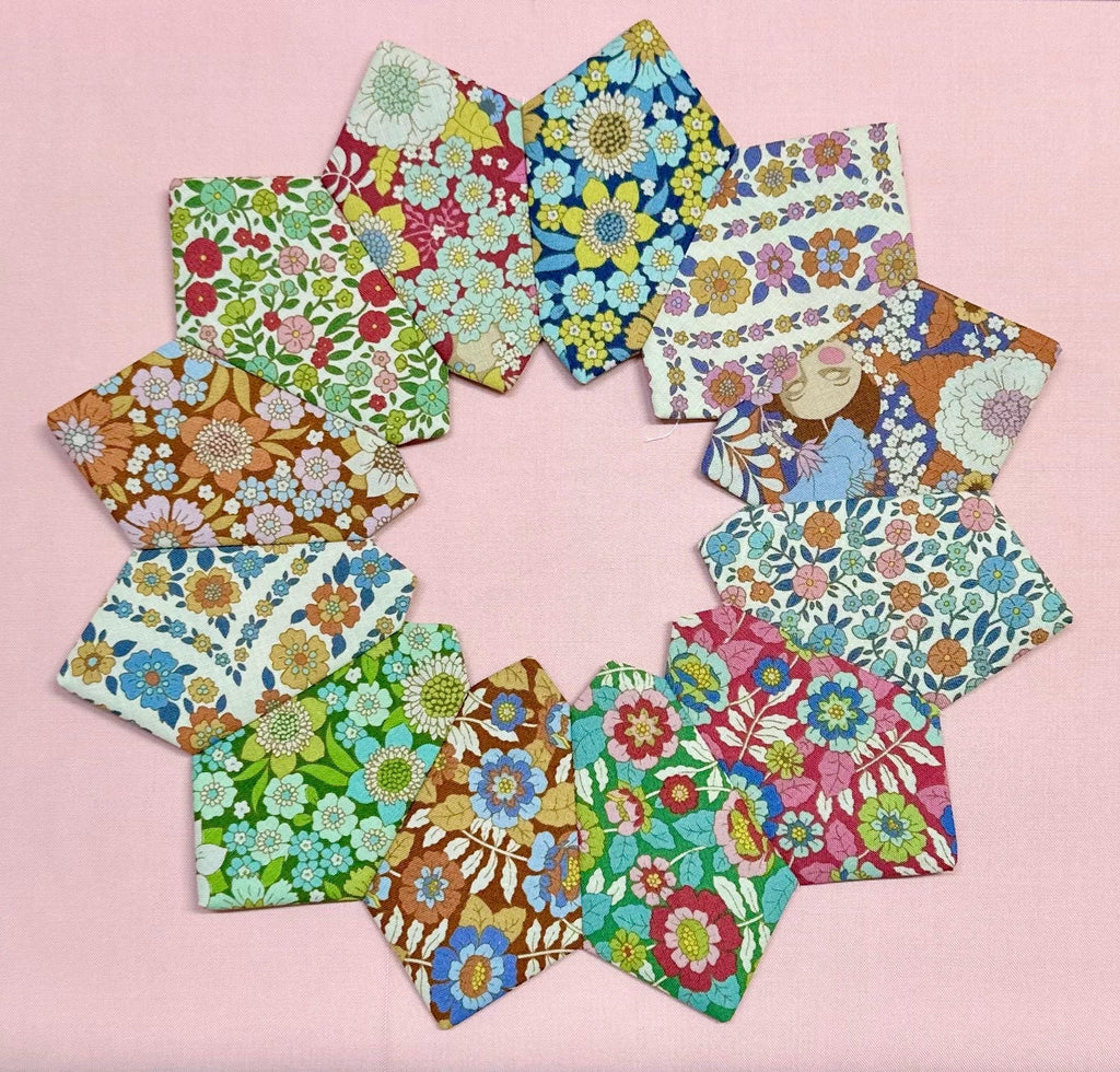 Tilda Wallflower Dresden Plate Quilt Blocks Finished Edges Set Of 4 New