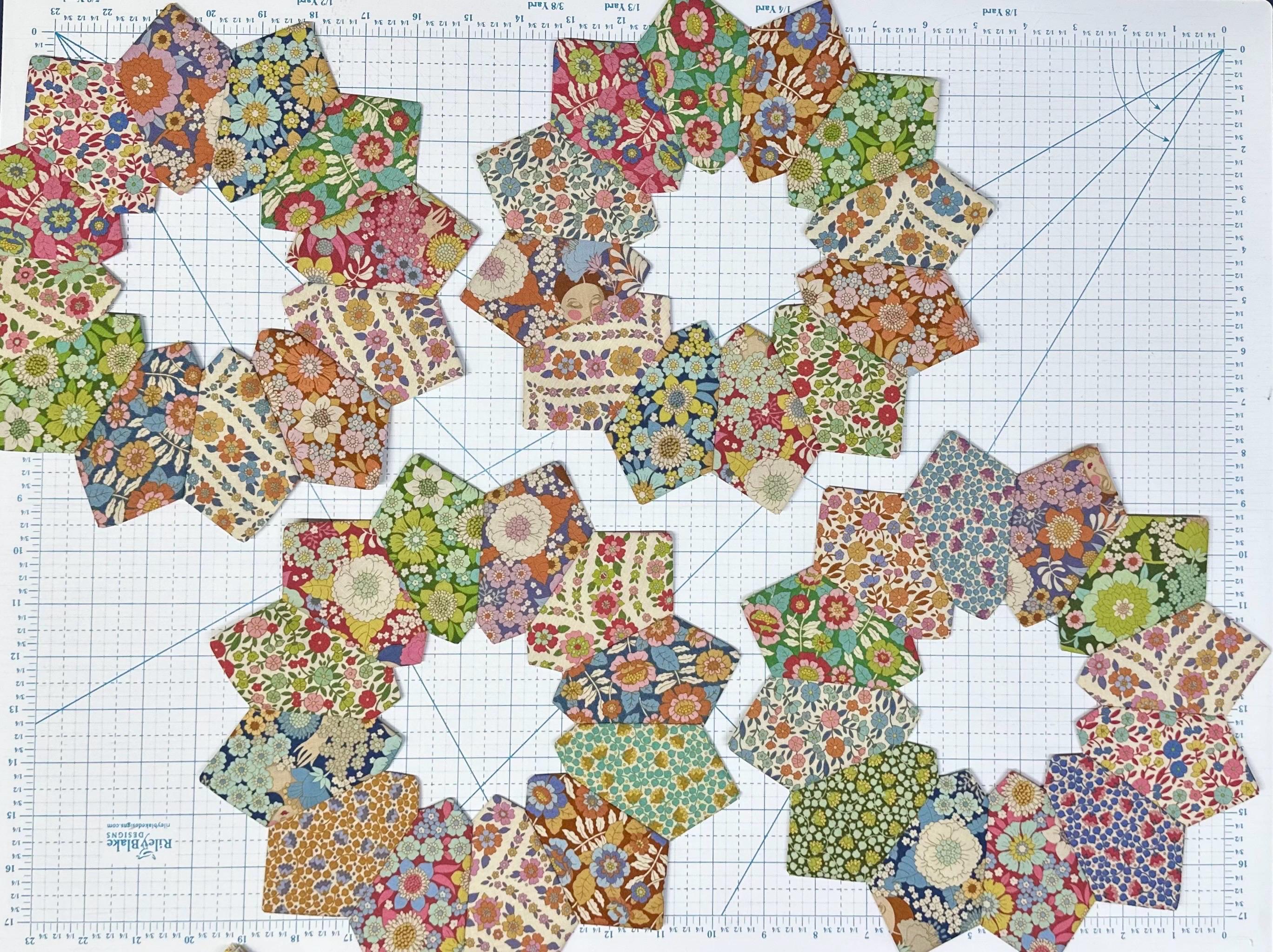 Tilda Wallflower Dresden Plate Quilt Blocks Finished Edges Set Of 4 New