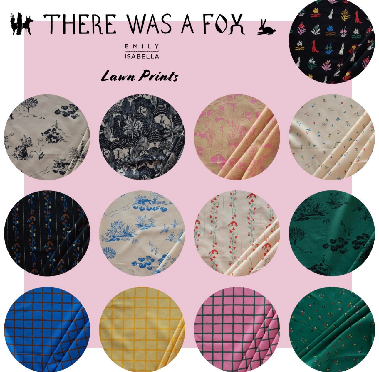 There Was a Fox by Emily Isabella of Birch Fabrics 19 Fat Quarters 100%  Organic Cotton Lawn