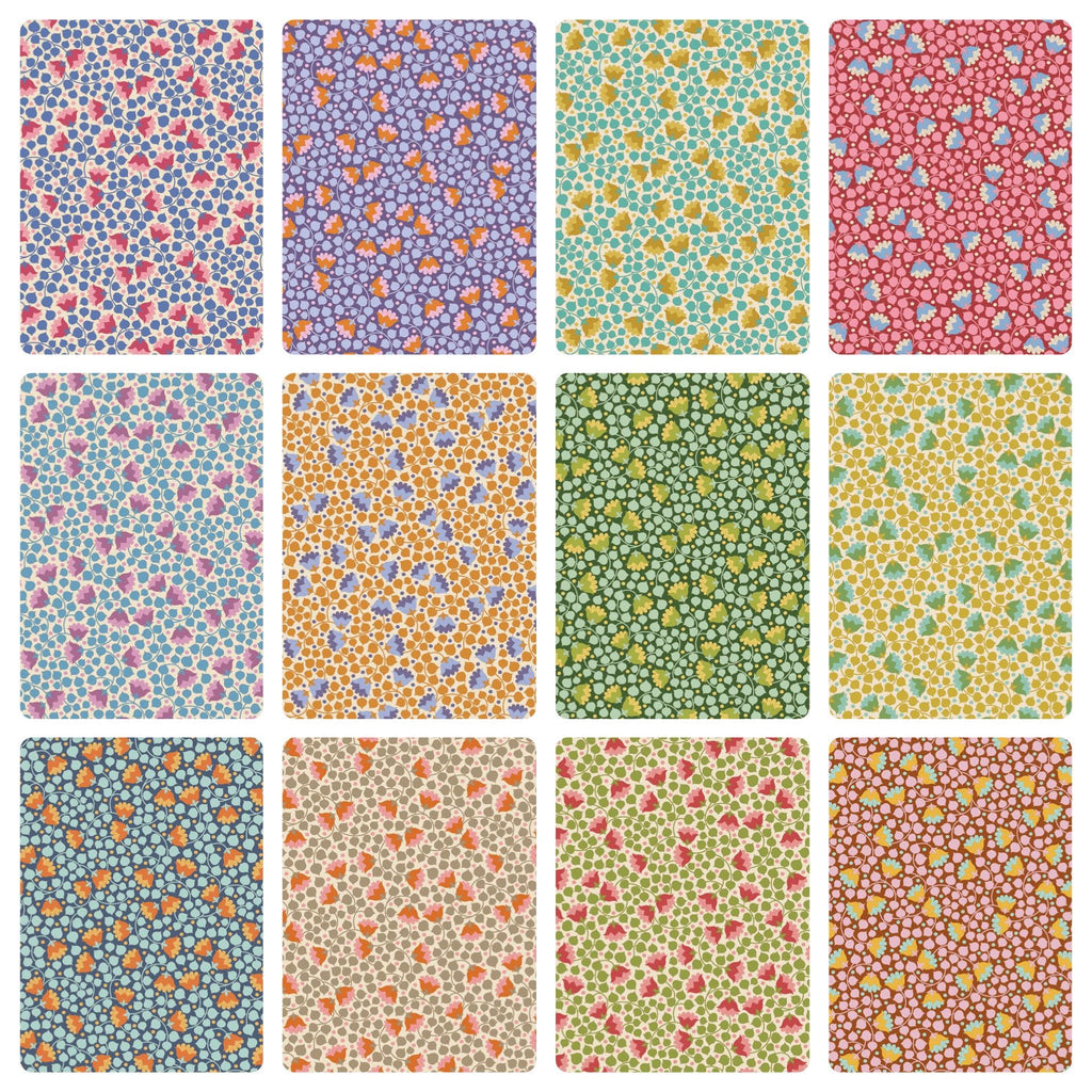 Tilda Wallflower Fat Quarter Blenders Bellflower Bundle 12 count 20” x 22” #TIL300236