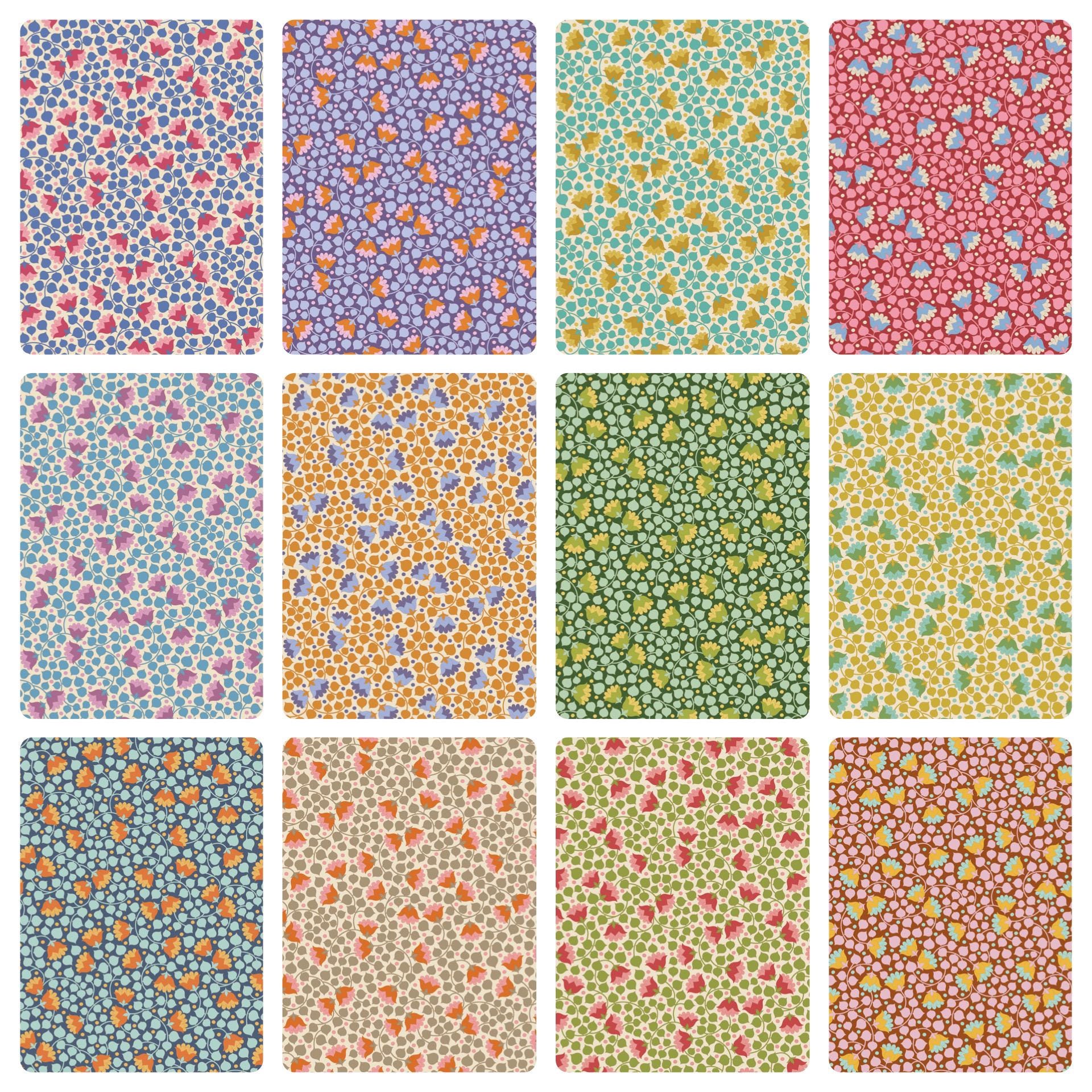 Tilda Wallflower Fat Quarter Blenders Bellflower Bundle 12 count 20” x 22” #TIL300236