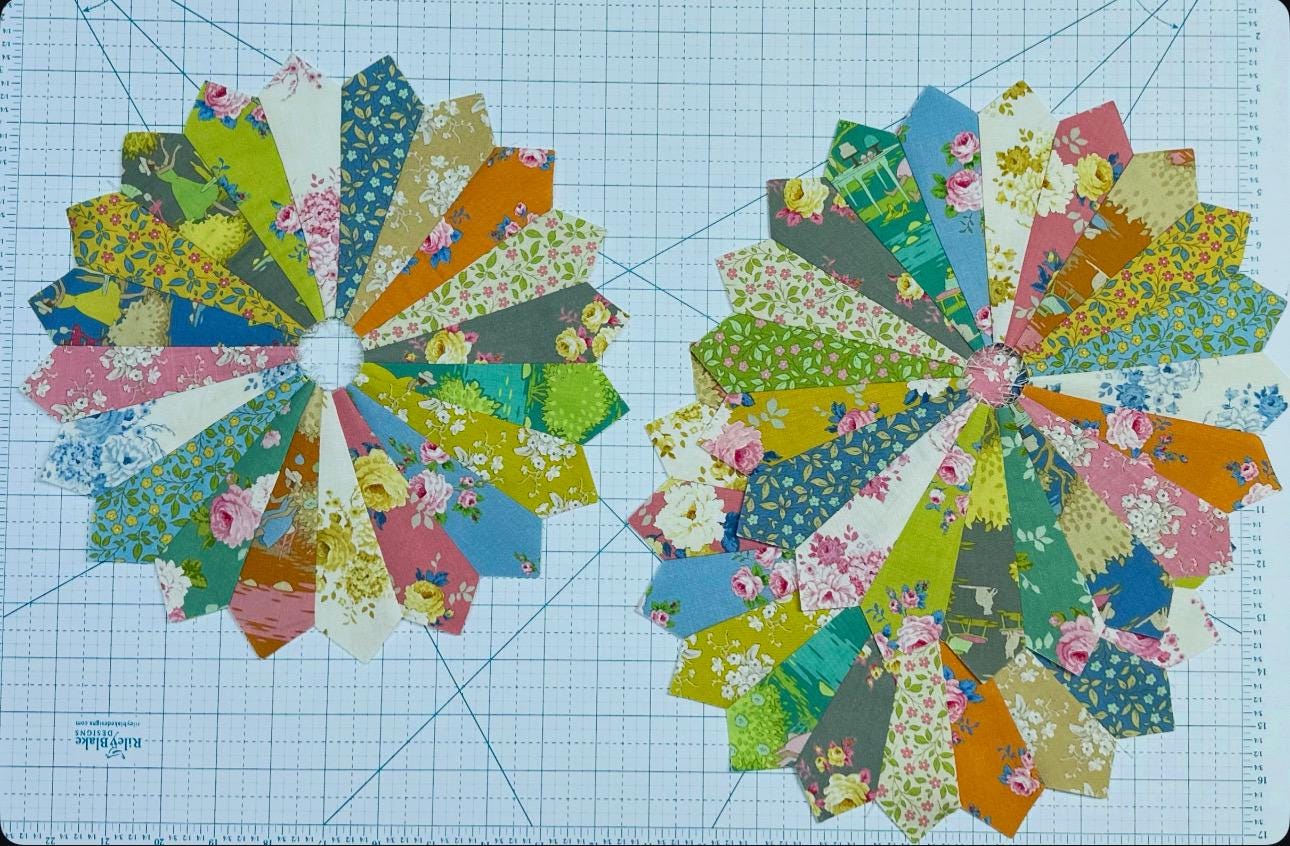Tilda Sunday Brunch Dresden Plate Quilt Blocks Fabric Set Of 12