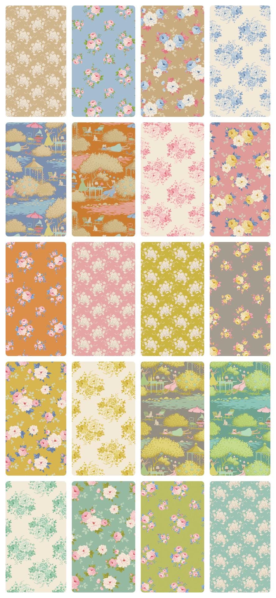 Sunday Brunch by Tilda Hexagons 1” EPP Sides Quilt Fabric 6 of Each Print 120 Total